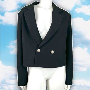 NWOT JOIE Menswear Inspired Tuxedo Jacket Style Cropped Blazer Career Office